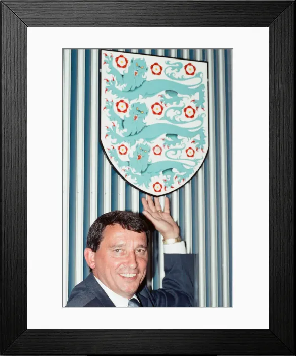 Framed Print : England manager Graham Taylor at a press conference after his appointment
