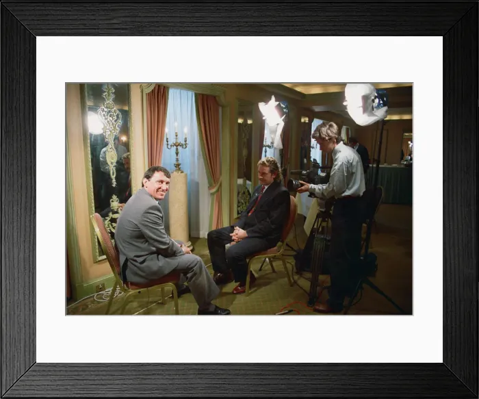 Framed Print : England manager Graham Taylor at a press conference following his side Framed Print : England manager Graham Taylor at a press conference following his side