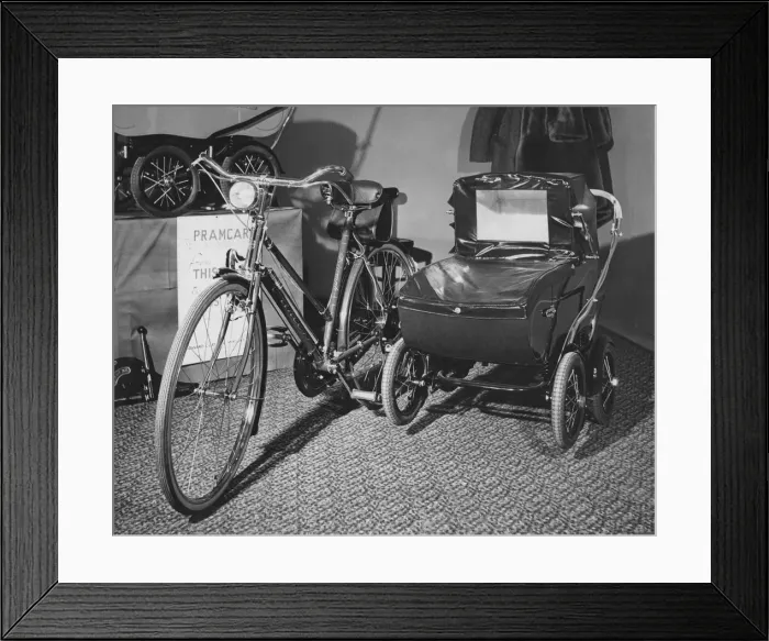 Framed Print : Transport: cycles: Baleys Pram to cycle. April 1953