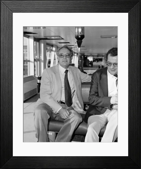 Framed Print : Freddie Laker pictured arriving at Heathrow airport, London. 22nd November 1982