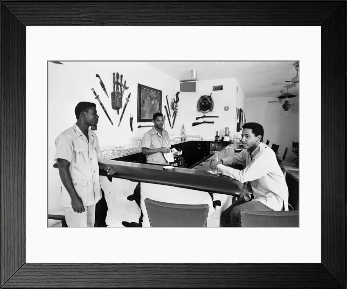 Framed Print : Men relax in bar, West Indies, February 1965 Framed Print : Men relax in bar, West Indies, February 1965