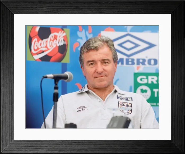 Framed Print : England manager Terry Venables at an England press conference during the European Framed Print : England manager Terry Venables at an England press conference during the European