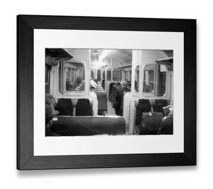 Framed Print : The interior of a new diesel train service to South Shields. The 5. 00 p. m
