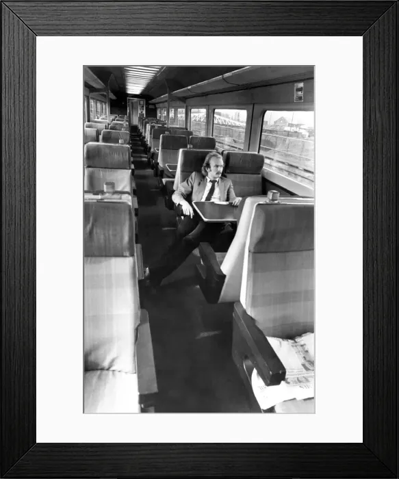 Framed Print : One man in a carriage travelling into Newcastle on the East Coast Main line train on 1st Framed Print : One man in a carriage travelling into Newcastle on the East Coast Main line train on 1st