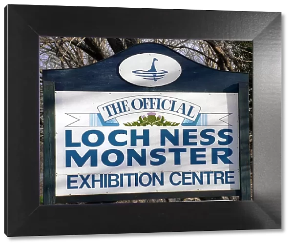 Official Loch Ness Monster Exhibition centre sign. 24th January 1996
