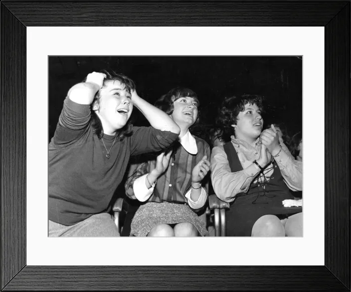 Framed Print : Bill Haley and his Comets - Cardiff - 24th Sept 1964. Three female fans enjoying
