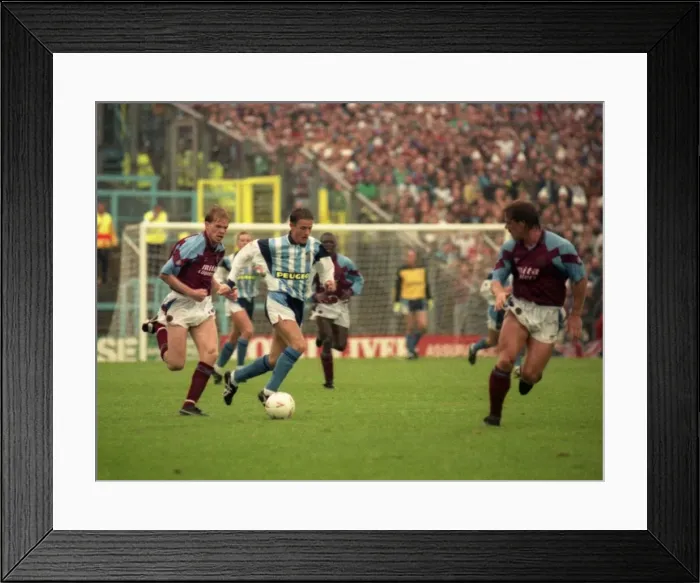 Framed Print : Coventry City v Aston Villa at Highfield Road. The final score was a 1-0 win to the Sky Framed Print : Coventry City v Aston Villa at Highfield Road. The final score was a 1-0 win to the Sky