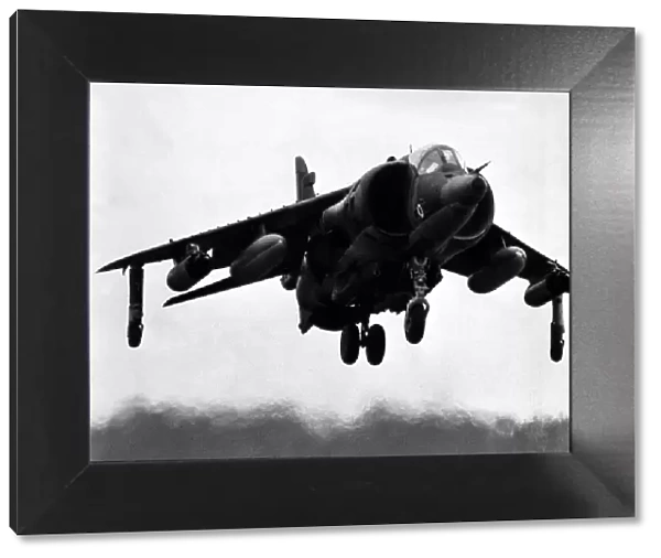 A RAF Hawker Siddeley Harrier GR3 'Harrier Jump Jet'hovering