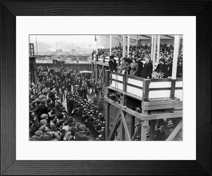 Framed Print : Princess Elizabeth launching HMS Eagle at Belfast. 19th March 1946