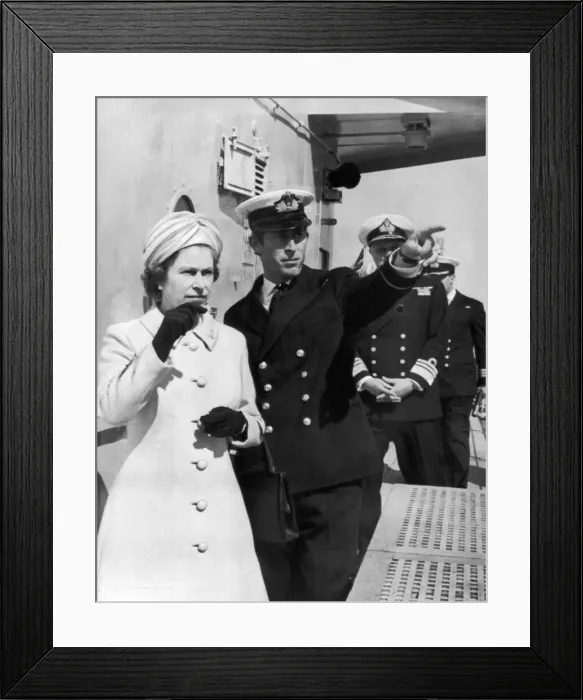 Framed Print : Queen Elizabeth II visits HMS Norfolk and is shown around by Prince Charles Framed Print : Queen Elizabeth II visits HMS Norfolk and is shown around by Prince Charles