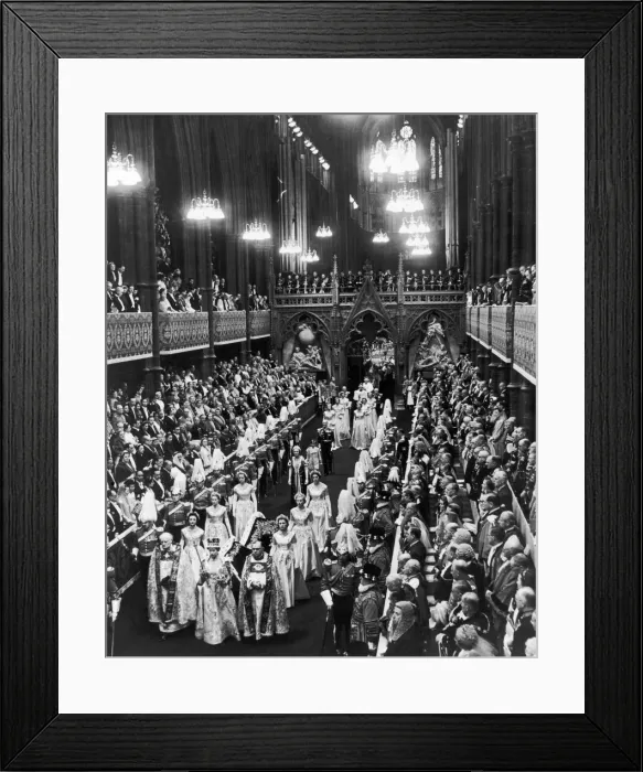 Framed Print : The Coronation of Queen Elizabeth II. The Queen walks in procession to the West door of