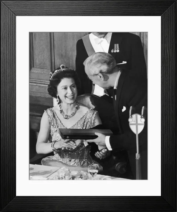 Framed Print : The Queen attending the T. U. C Centenary banquet at The Guildhall. 5th June 1968 Framed Print : The Queen attending the T. U. C Centenary banquet at The Guildhall. 5th June 1968