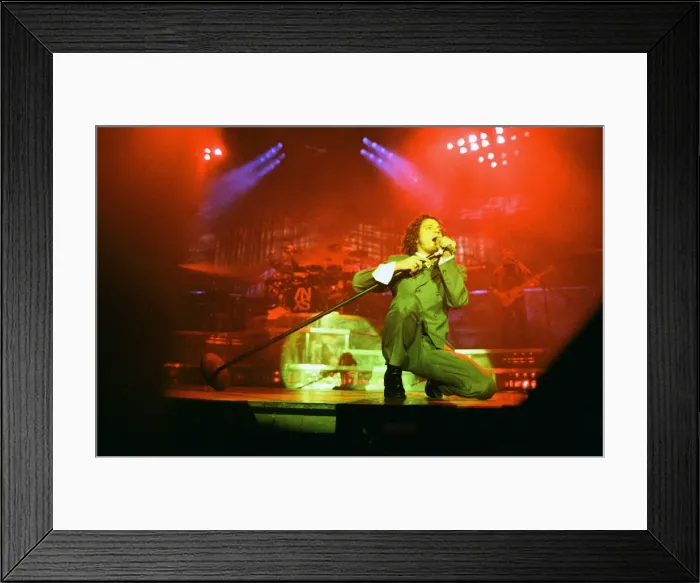 Framed Print : Michael Hutchence lead singer of INXS, pictured in concert - X Factor World Tour - Framed Print : Michael Hutchence lead singer of INXS, pictured in concert - X Factor World Tour -