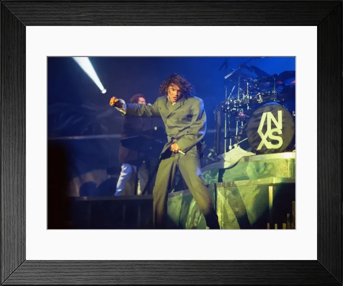 Framed Print : Michael Hutchence lead singer of INXS, pictured in concert - X Factor World Tour - Framed Print : Michael Hutchence lead singer of INXS, pictured in concert - X Factor World Tour -