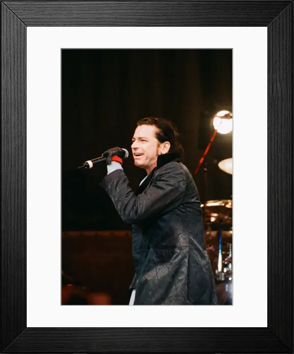 Framed Print : Michael Hutchence lead singer of INXS, pictured in concert - Elegantly Wasted World Tour Framed Print : Michael Hutchence lead singer of INXS, pictured in concert - Elegantly Wasted World Tour