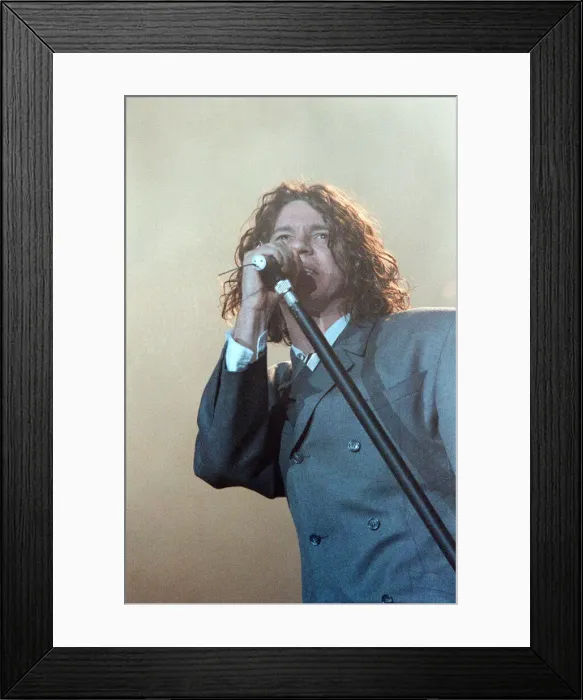 Framed Print : Michael Hutchence lead singer of INXS, pictured in concert - X Factor World Tour - Framed Print : Michael Hutchence lead singer of INXS, pictured in concert - X Factor World Tour -