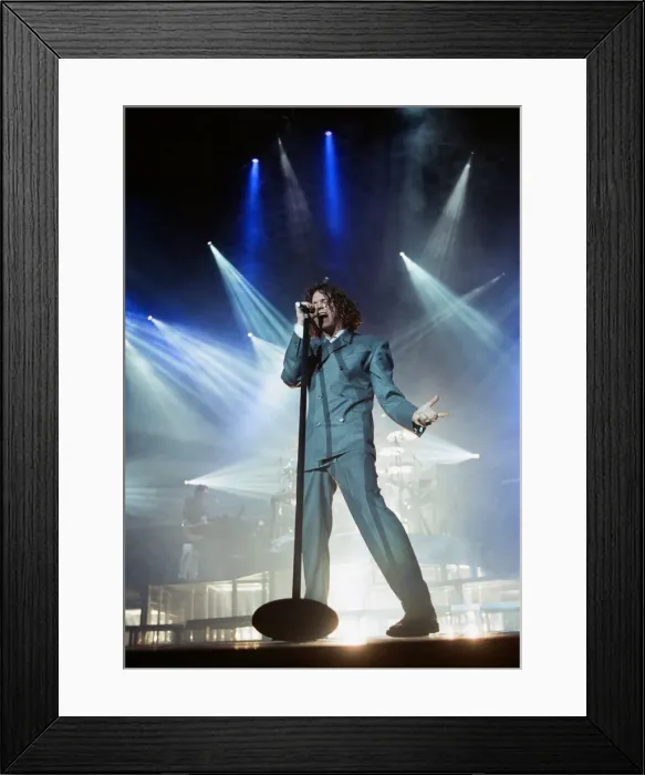 Framed Print : Michael Hutchence lead singer of INXS, pictured in concert - X Factor World Tour - Framed Print : Michael Hutchence lead singer of INXS, pictured in concert - X Factor World Tour -