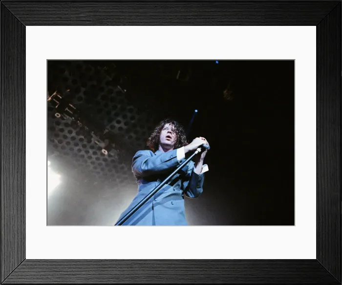 Framed Print : Michael Hutchence lead singer of INXS, pictured in concert - X Factor World Tour - Framed Print : Michael Hutchence lead singer of INXS, pictured in concert - X Factor World Tour -
