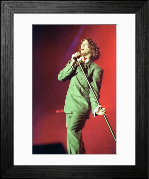 Framed Print : Michael Hutchence lead singer of INXS, pictured in concert - X Factor World Tour - Framed Print : Michael Hutchence lead singer of INXS, pictured in concert - X Factor World Tour -