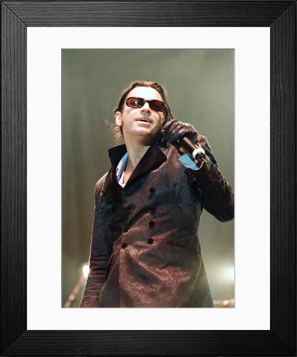 Framed Print : Michael Hutchence lead singer of INXS, pictured in concert - Elegantly Wasted World Tour Framed Print : Michael Hutchence lead singer of INXS, pictured in concert - Elegantly Wasted World Tour