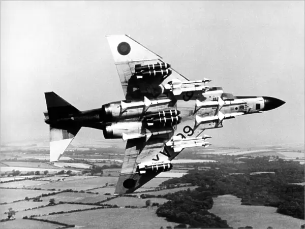 A RAF McDonnell Douglas F-4 Phantom II carrying seven BL755 cluster bombs
