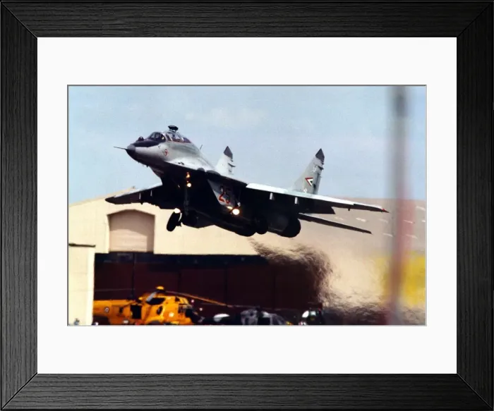 Framed Print : A Mikoyan MiG-29 (NATO name Fulcrum) takes off for the 1998 Sunderland Airshow Framed Print : A Mikoyan MiG-29 (NATO name Fulcrum) takes off for the 1998 Sunderland Airshow