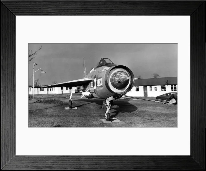 Framed Print : A retired RAF English Electric Lightning jet fighter aircraft on display outside RAF Framed Print : A retired RAF English Electric Lightning jet fighter aircraft on display outside RAF
