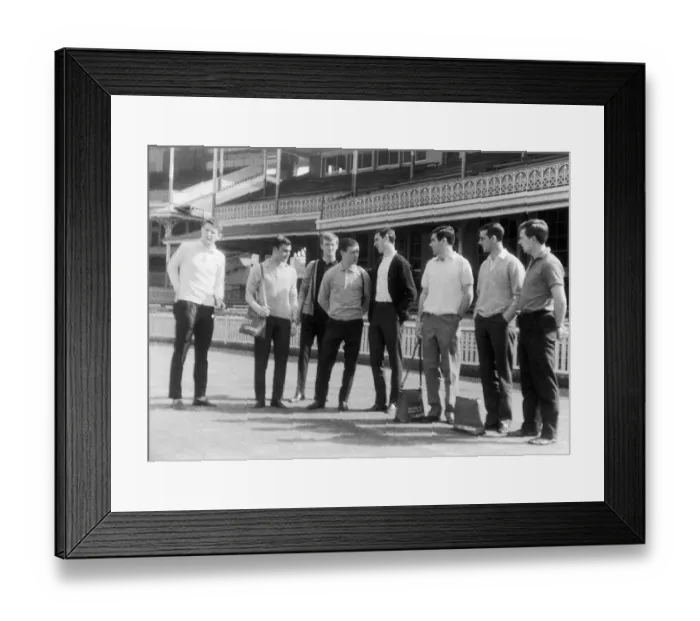 Framed Print : Everton football players inspecting the pitch at Sydney cricket ground during their tour