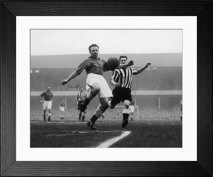 Framed Print : Tommy Jones of Everton gets the better of Newcaste centre forward White League Division Framed Print : Tommy Jones of Everton gets the better of Newcaste centre forward White League Division
