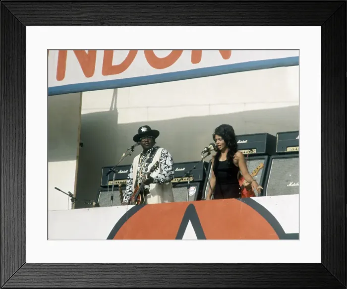 Framed Print : American blues musician Bo Diddley performing in concert during a Rock Framed Print : American blues musician Bo Diddley performing in concert during a Rock