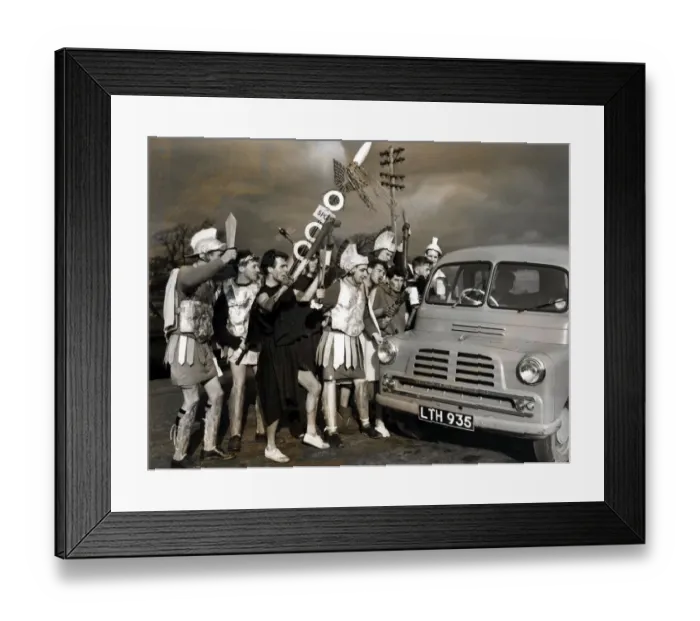 Framed Print : Students Rag - Trinity College, Carmarthen, students stop all cars and vans entering