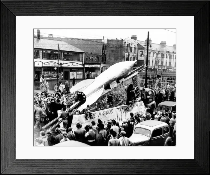 Framed Print : Newcastles students with the big launch during rag week in the Haymarket on 23rd Framed Print : Newcastles students with the big launch during rag week in the Haymarket on 23rd