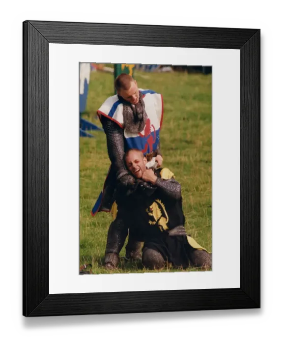 Framed Print : Battle re-enactments - A medieval festival at Belsay Hall in Northumberland 9 August 1997 Framed Print : Battle re-enactments - A medieval festival at Belsay Hall in Northumberland 9 August 1997