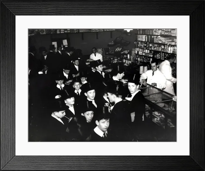 Framed Print : Eton College - Boys seen in the school shop - Picture dated February 1964