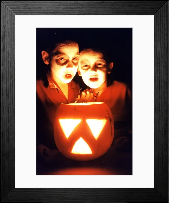 Framed Print : Halloween - Superspooks Alec Thomas (left) and Michael Bailey (Both aged6) from Erw Las Framed Print : Halloween - Superspooks Alec Thomas (left) and Michael Bailey (Both aged6) from Erw Las