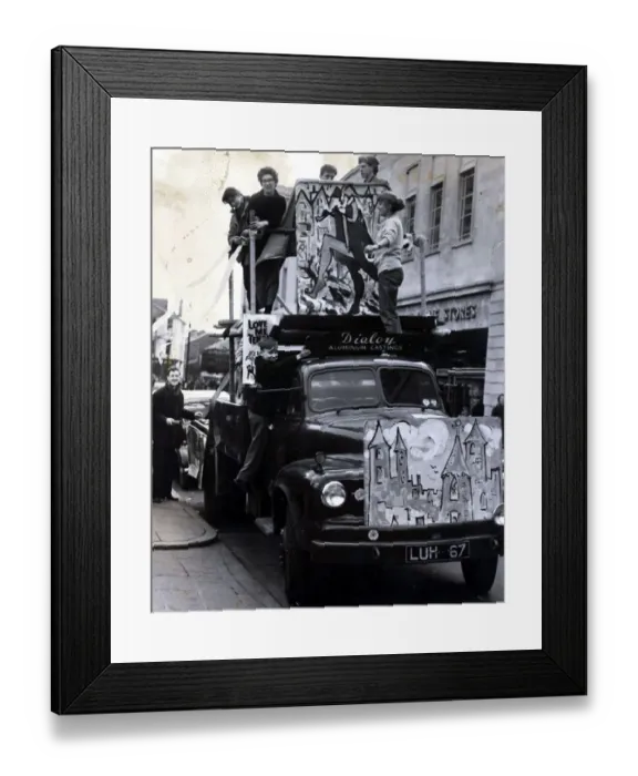 Framed Print : Students Rag - Art students hard at work this morning preparing lorries for the rag Framed Print : Students Rag - Art students hard at work this morning preparing lorries for the rag