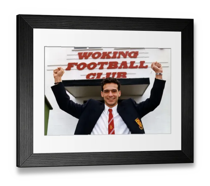 Framed Print : Tim Buzaglo, football player for Woking Town FC who scored a hat trick of goals against