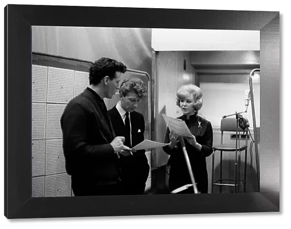 Singer Kathy Kirby, pictured in the recording studio. 14th January 1964