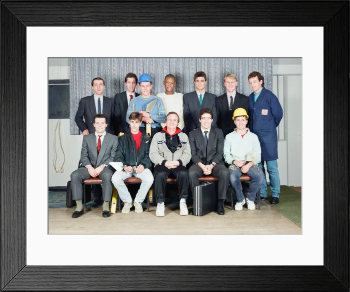 Framed Print : Members of Sutton United football club dressed in their everyday work clothes Framed Print : Members of Sutton United football club dressed in their everyday work clothes