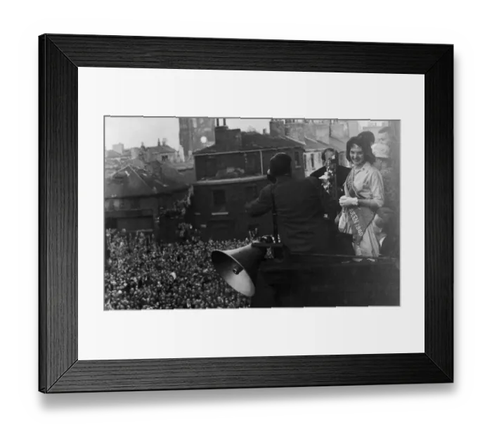 Framed Print : Glenda Severn Rugby League Beauty Queen seen here on the balcony of the town hall with Framed Print : Glenda Severn Rugby League Beauty Queen seen here on the balcony of the town hall with