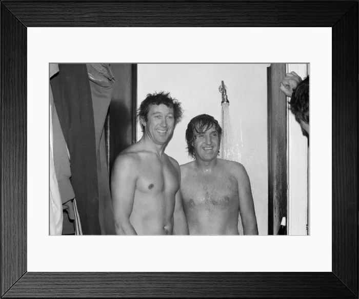 Framed Print : Ken Brown and manager John Bond, who played together at Wembley in 1964
