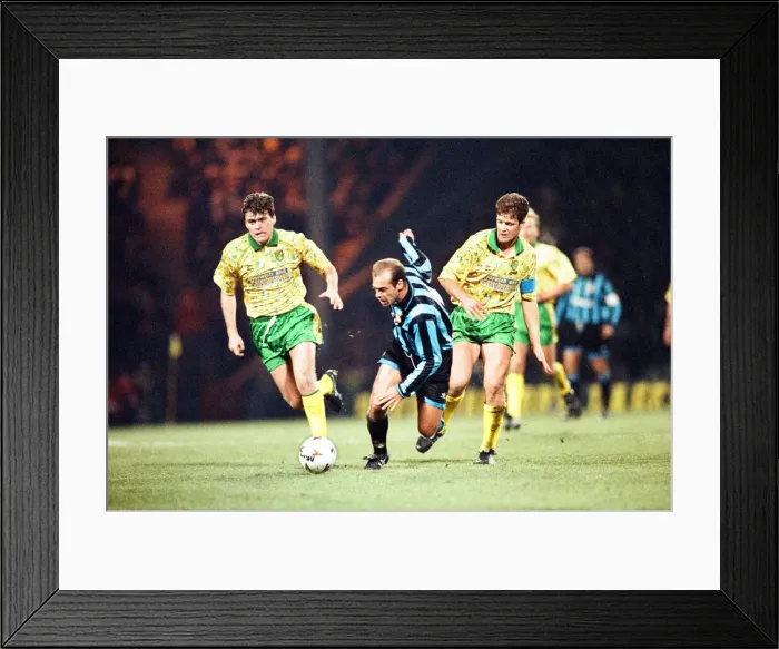 Framed Print : Norwich City v. Inter Milan in the UEFA Cup. 24th November 1993 Framed Print : Norwich City v. Inter Milan in the UEFA Cup. 24th November 1993