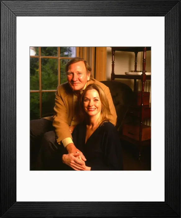 Framed Print : Actor Leslie Phillips April 1988 with his wife Angela Scoular