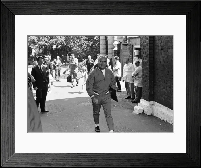Framed Print : The England football team leave their Hendon Hall hotel on the way to Wembley to play Framed Print : The England football team leave their Hendon Hall hotel on the way to Wembley to play