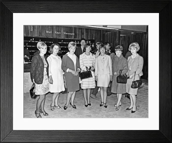 Framed Print : Friends and wives of some of the England players gathered together at the Royal Garden