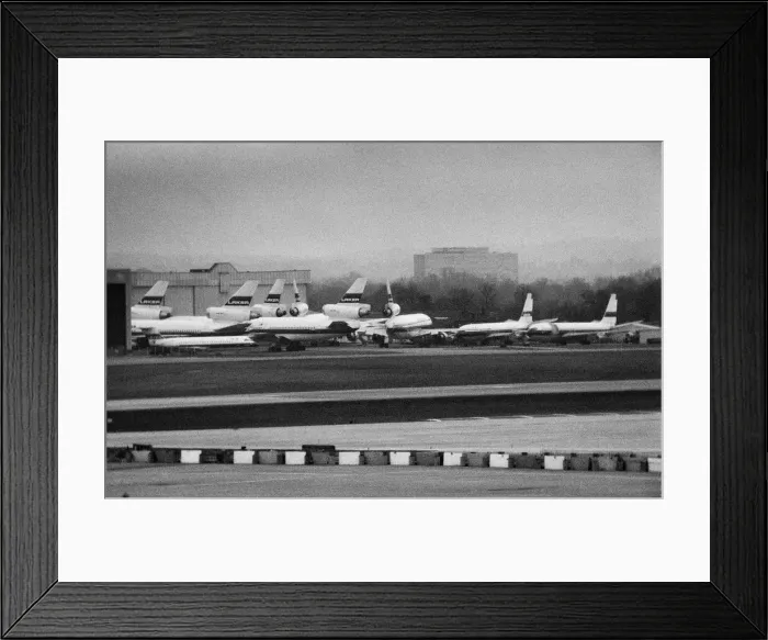 Framed Print : Scenes at Gatwick airport in London on the day that Laker Airways went bust