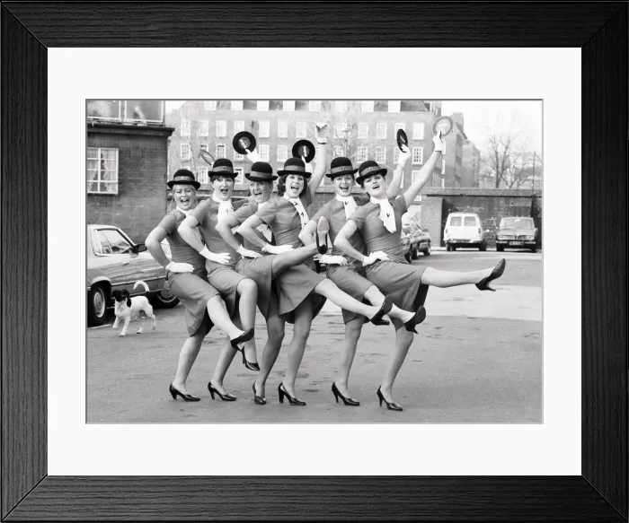 Framed Print : Six Laker stewardesses make a record dedicated to Freddie Laker called Framed Print : Six Laker stewardesses make a record dedicated to Freddie Laker called