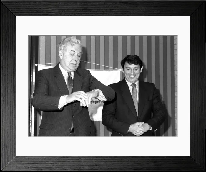Framed Print : Doug Ellis, Chairman Aston Villa Football Club, photocall with new manager Graham Taylor Framed Print : Doug Ellis, Chairman Aston Villa Football Club, photocall with new manager Graham Taylor