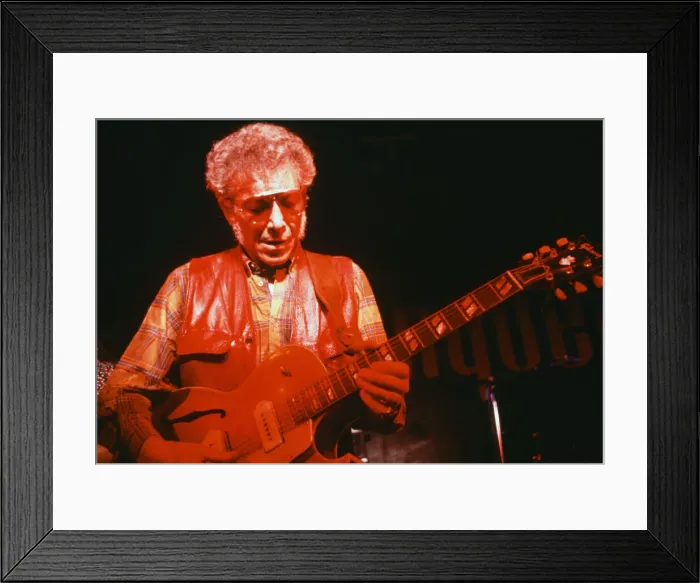 Framed Print : Pioneering blues musician Alexis Korner performing in London. January 1984