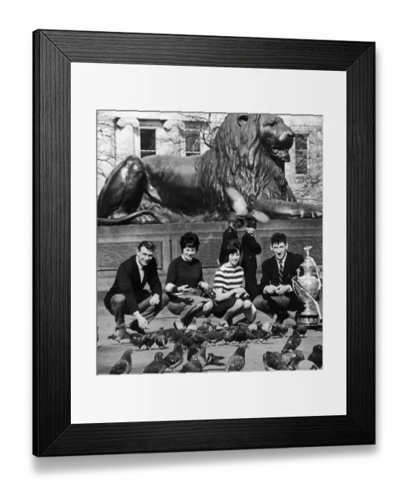 Framed Print : Lions of Wembley pay a morning after the cup before visit to Trafalgar Square - complete Framed Print : Lions of Wembley pay a morning after the cup before visit to Trafalgar Square - complete